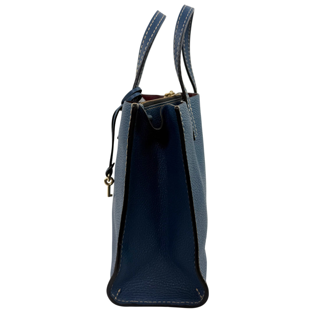 MARC JACOBS The Grind Mini Blue Tote Bag In LHQ1093