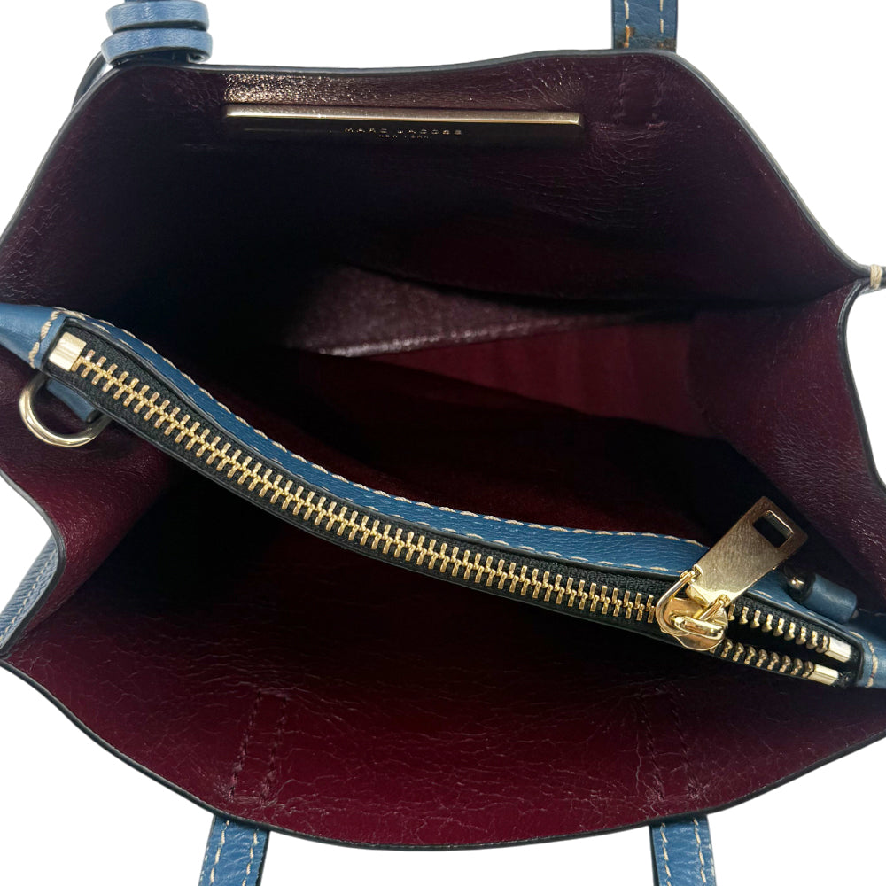 MARC JACOBS The Grind Mini Blue Tote Bag In LHQ1093