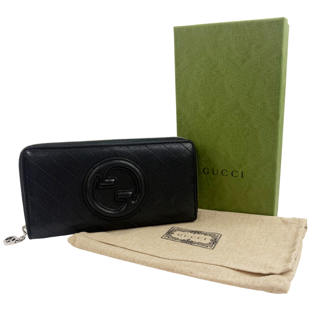 GUCCI Soho Zip around Black Leather Purse Wallet LHQ1094