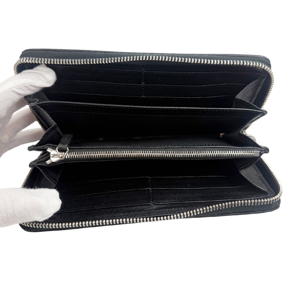 GUCCI Soho Zip around Black Leather Purse Wallet LHQ1094