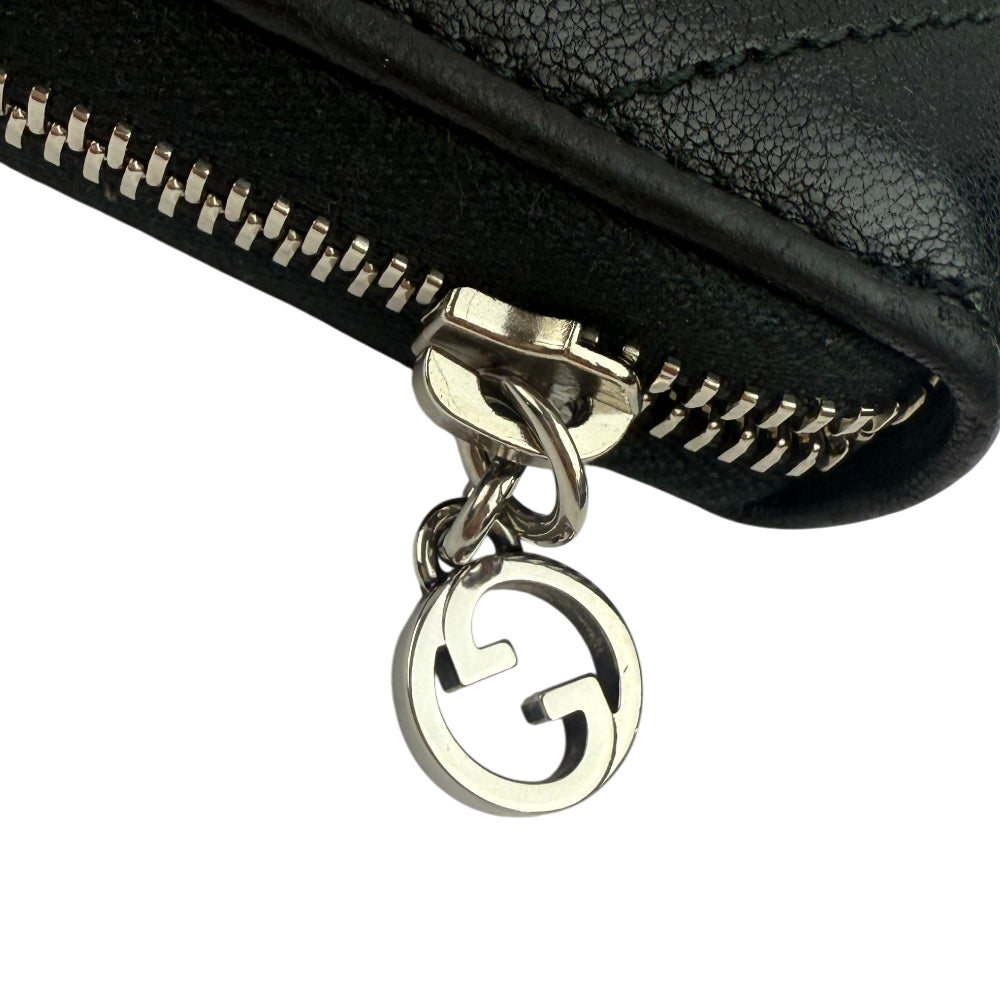 GUCCI Soho Zip around Black Leather Purse Wallet LHQ1094