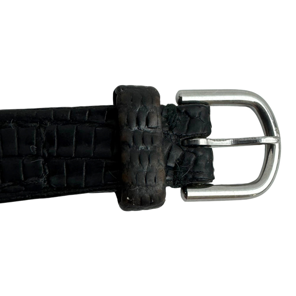 TIFFANY & Co Ladies Atlas 925 Silver Black Strap Watch LHQ1099