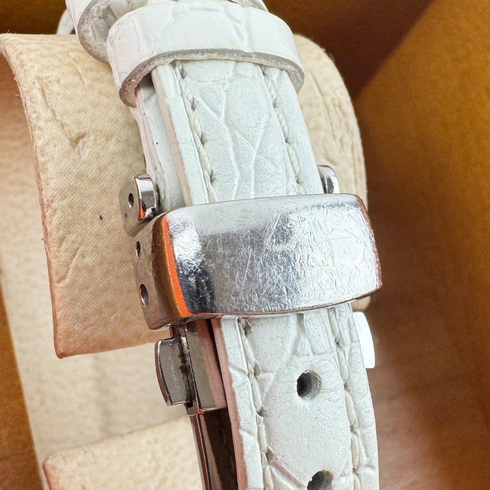 HERMES Kelly 2 Silver Steel White Strap Women's Watch LHQ1105