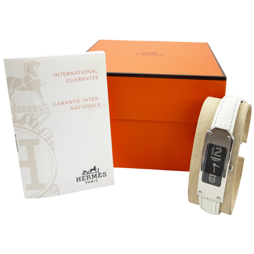 HERMES Kelly 2 Silver Steel White Strap Women's Watch LHQ1105