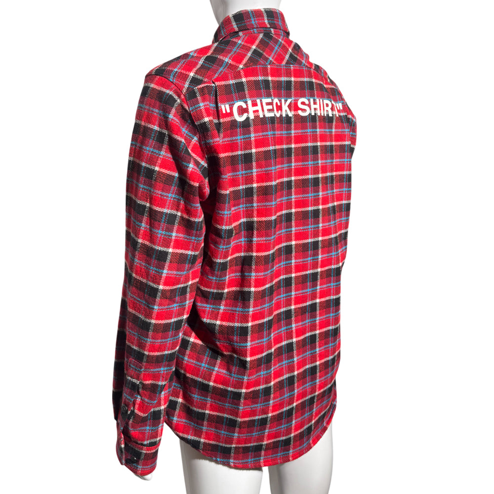 OFF WHITE RED CHECK SHIRT MENS SIZE M LHQ1136
