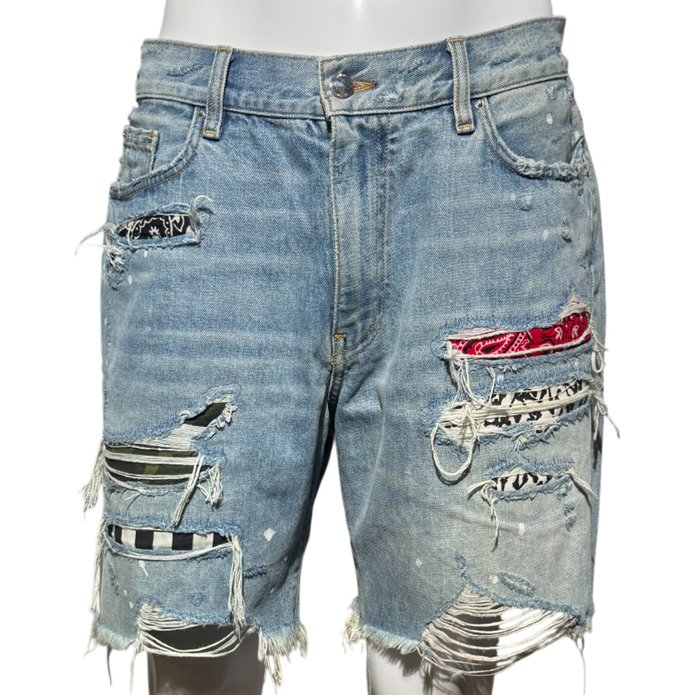 AMIRI DISTRESSED EFFECT DENIM MENS SHORTS SIZE 32 LHQ1142