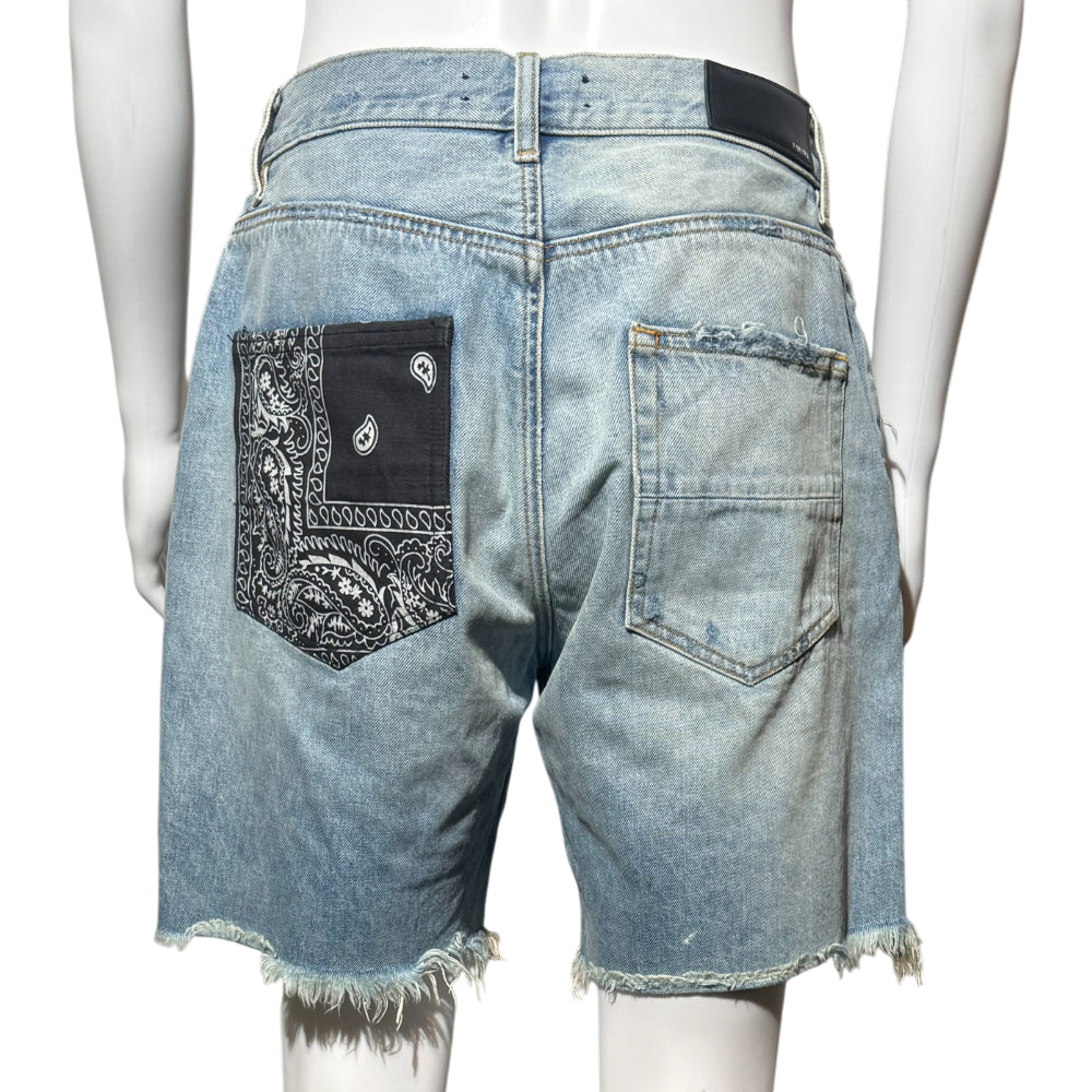 AMIRI DISTRESSED EFFECT DENIM MENS SHORTS SIZE 32 LHQ1142