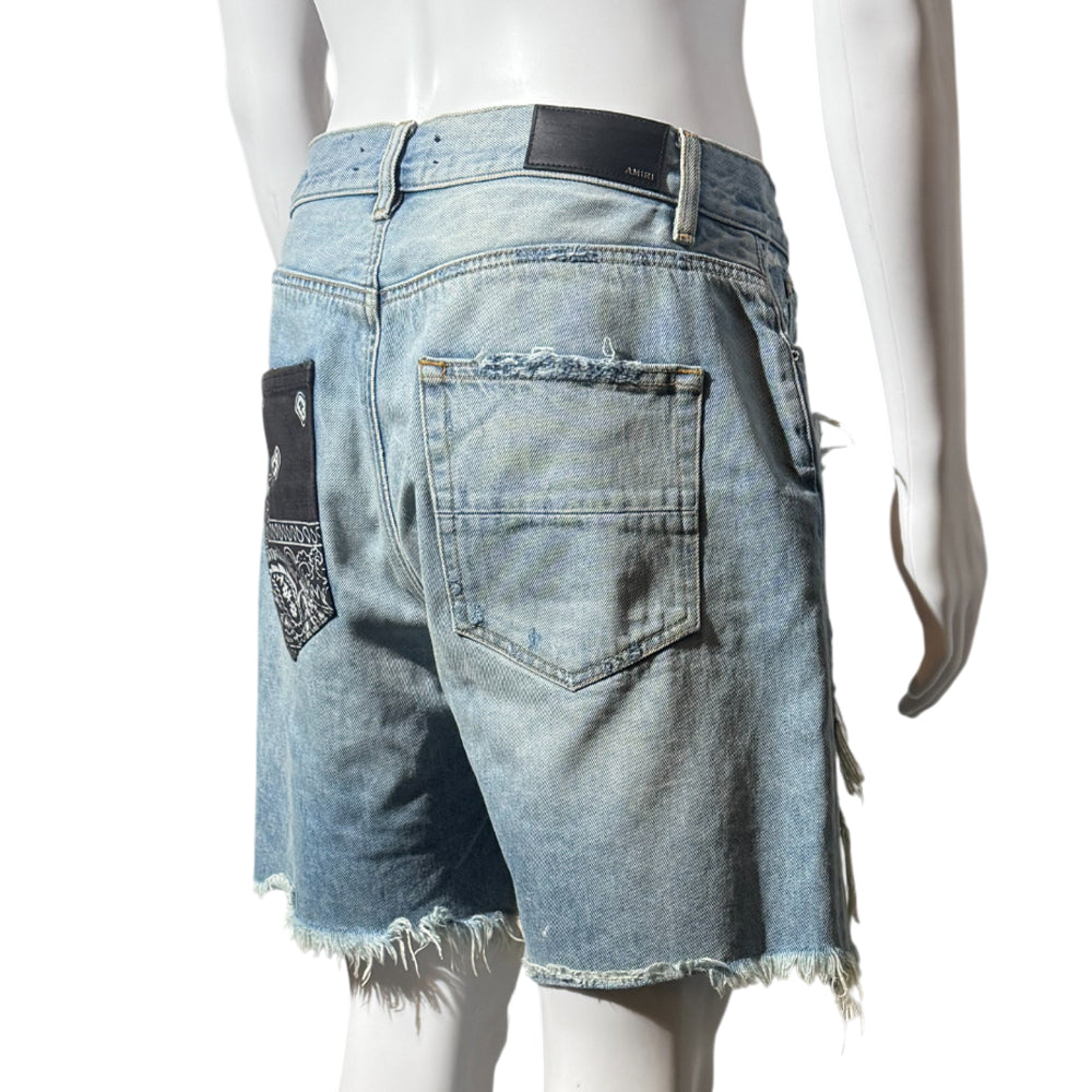 AMIRI DISTRESSED EFFECT DENIM MENS SHORTS SIZE 32 LHQ1142