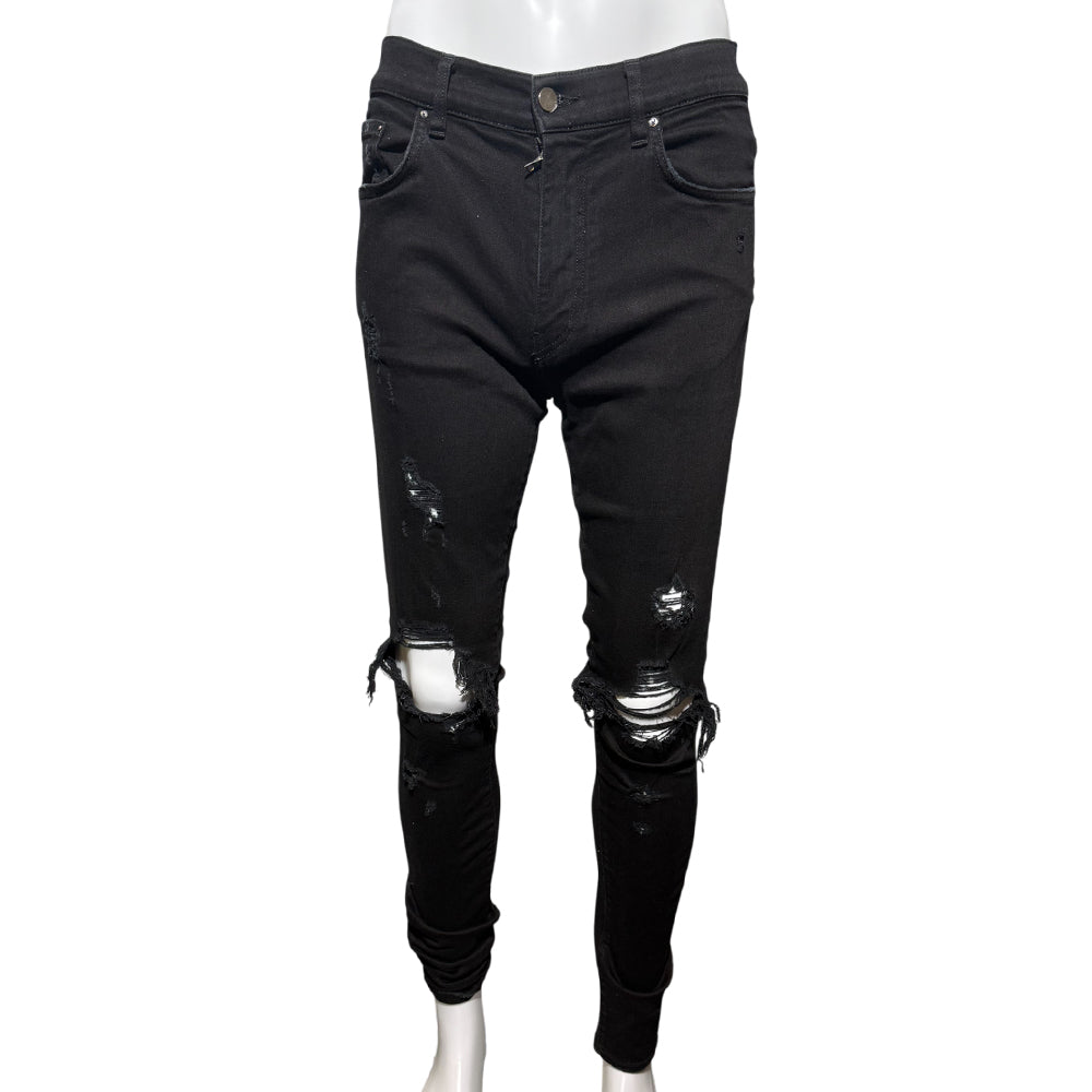 AMIRI BLACK DENIM DISTRESSED EFFECT JEANS MENS SIZE 32 LHQ1143