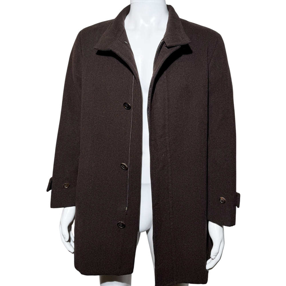 BURBERRY Dark Brown Angora Wool Men's Coat Size M LHQ1163