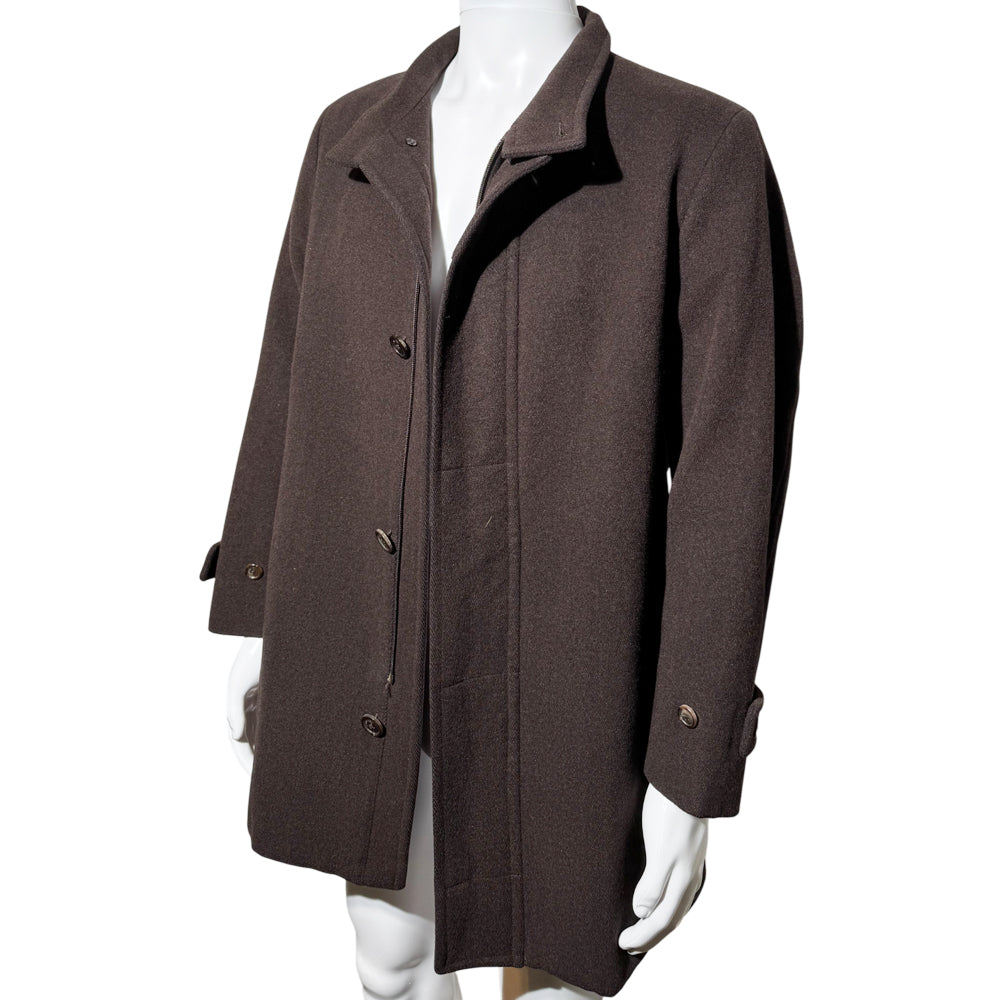 BURBERRY Dark Brown Angora Wool Men's Coat Size M LHQ1163