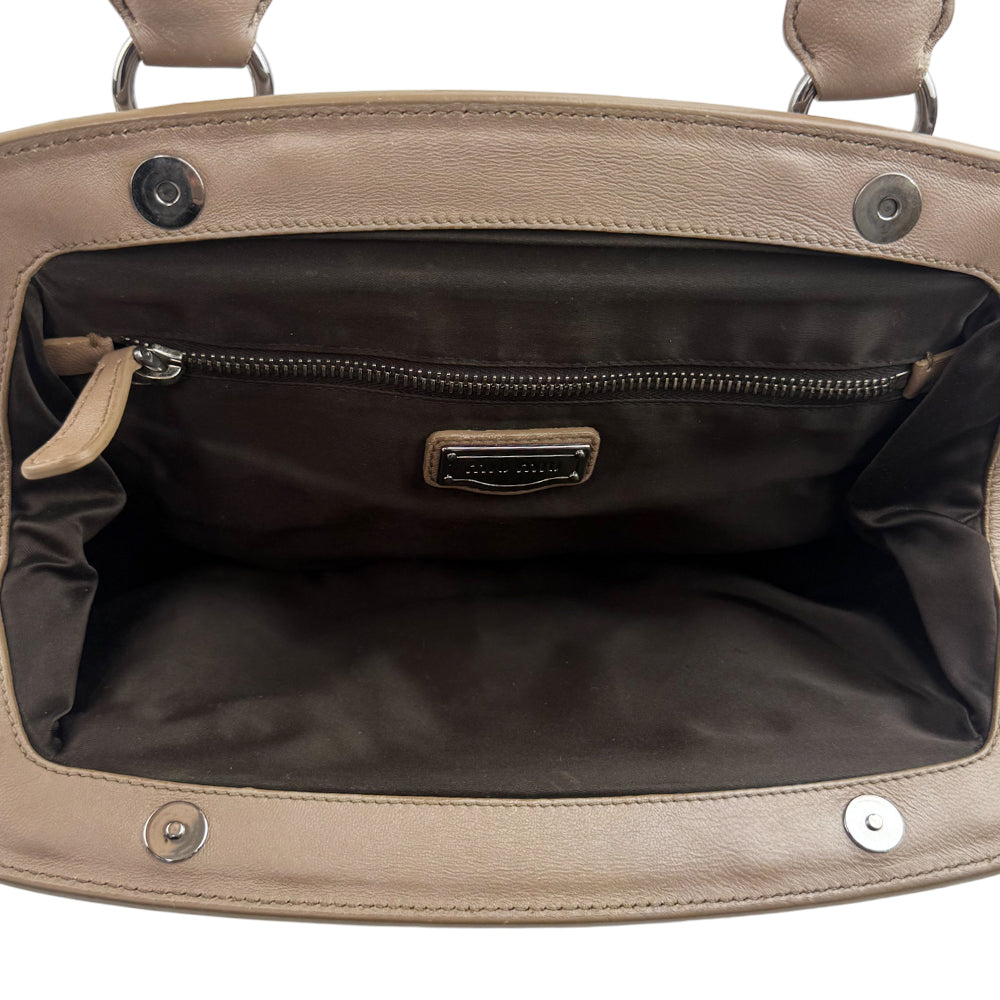 MIU MIU Matelasse Brown Leather Shoulder Hand Bag LHQ1165