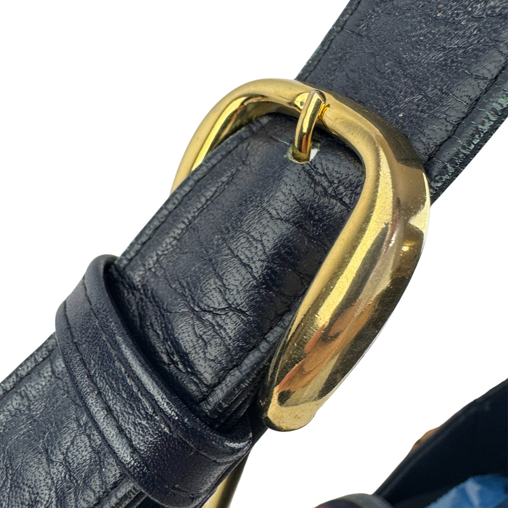 GUCCI Navy Leather Sherry Line Shoulder Bag LHQ1172