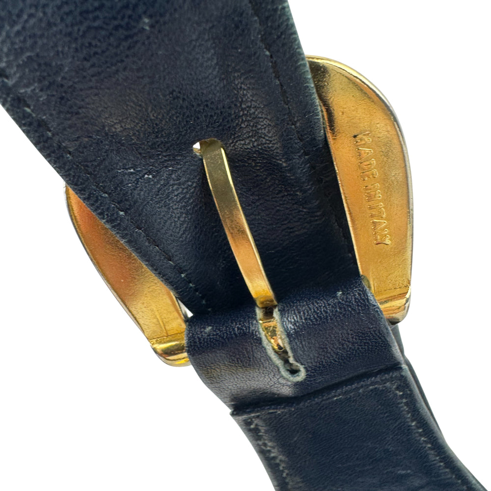 GUCCI Navy Leather Sherry Line Shoulder Bag LHQ1172