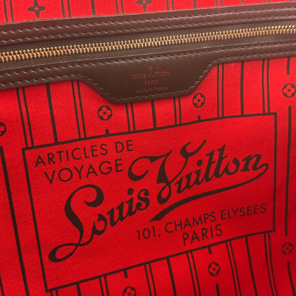 LOUIS VUITTON Neverfull MM Damier Ebene Shoulder Tote Bag LHQ1175