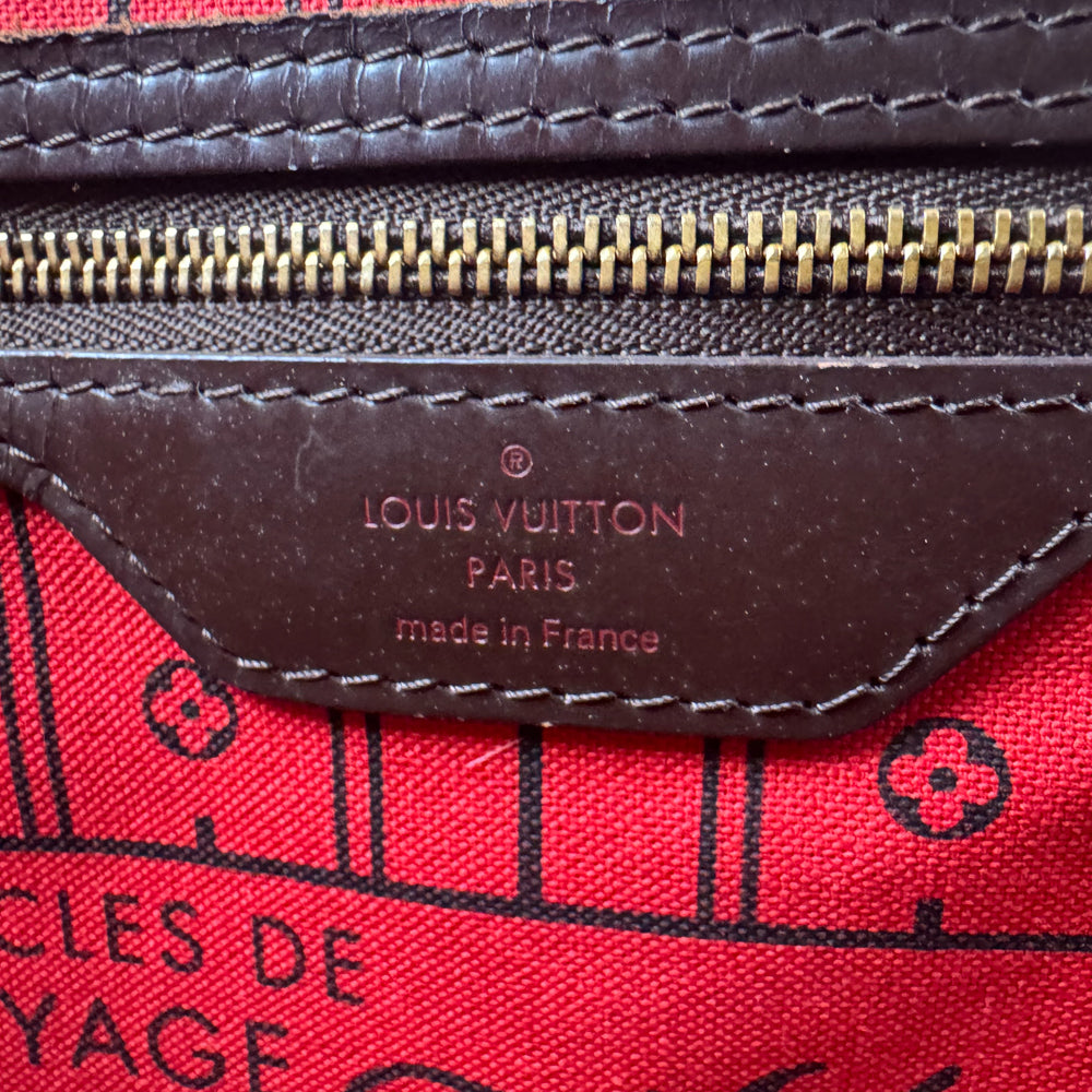 LOUIS VUITTON Neverfull MM Damier Ebene Shoulder Tote Bag LHQ1176