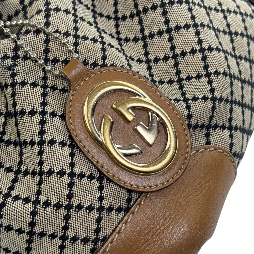 GUCCI Diamante Brown Canvas Handbag Shoulder Bag LHQ1177