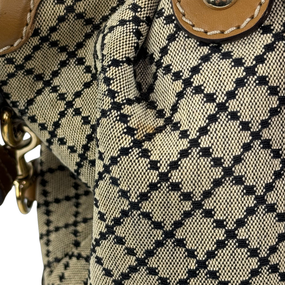 GUCCI Diamante Brown Canvas Handbag Shoulder Bag LHQ1177