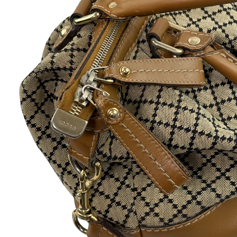 GUCCI Diamante Brown Canvas Handbag Shoulder Bag LHQ1177