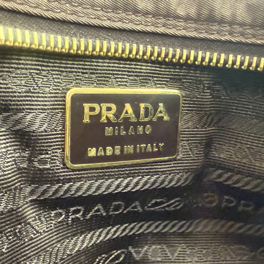 PRADA Quilted Brown Nylon Gold Chain Shoulder Bag LHQ1178