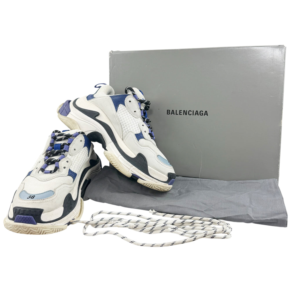 BALENCIAGA Triple S White Purple Trainers Size 5 LHQ1188