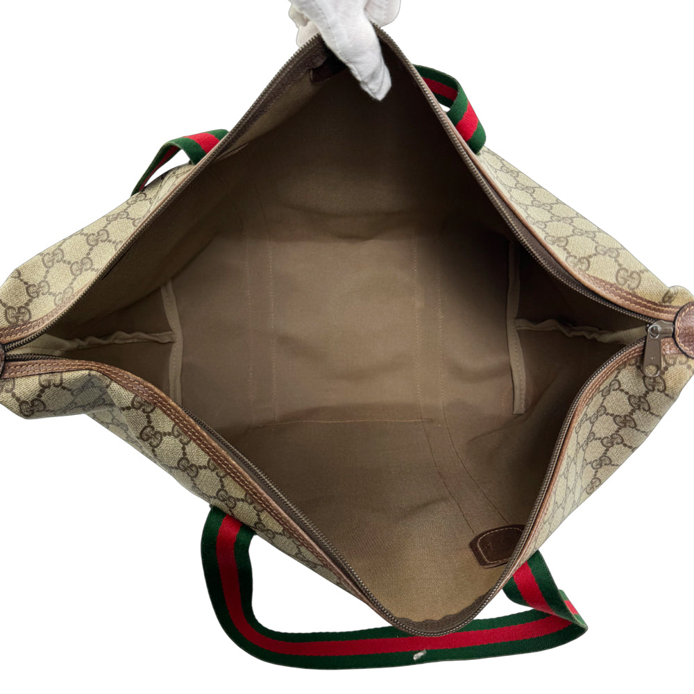GUCCI GG Brown Canvas Sherry Line Tote Shoulder Bag LHQ1200