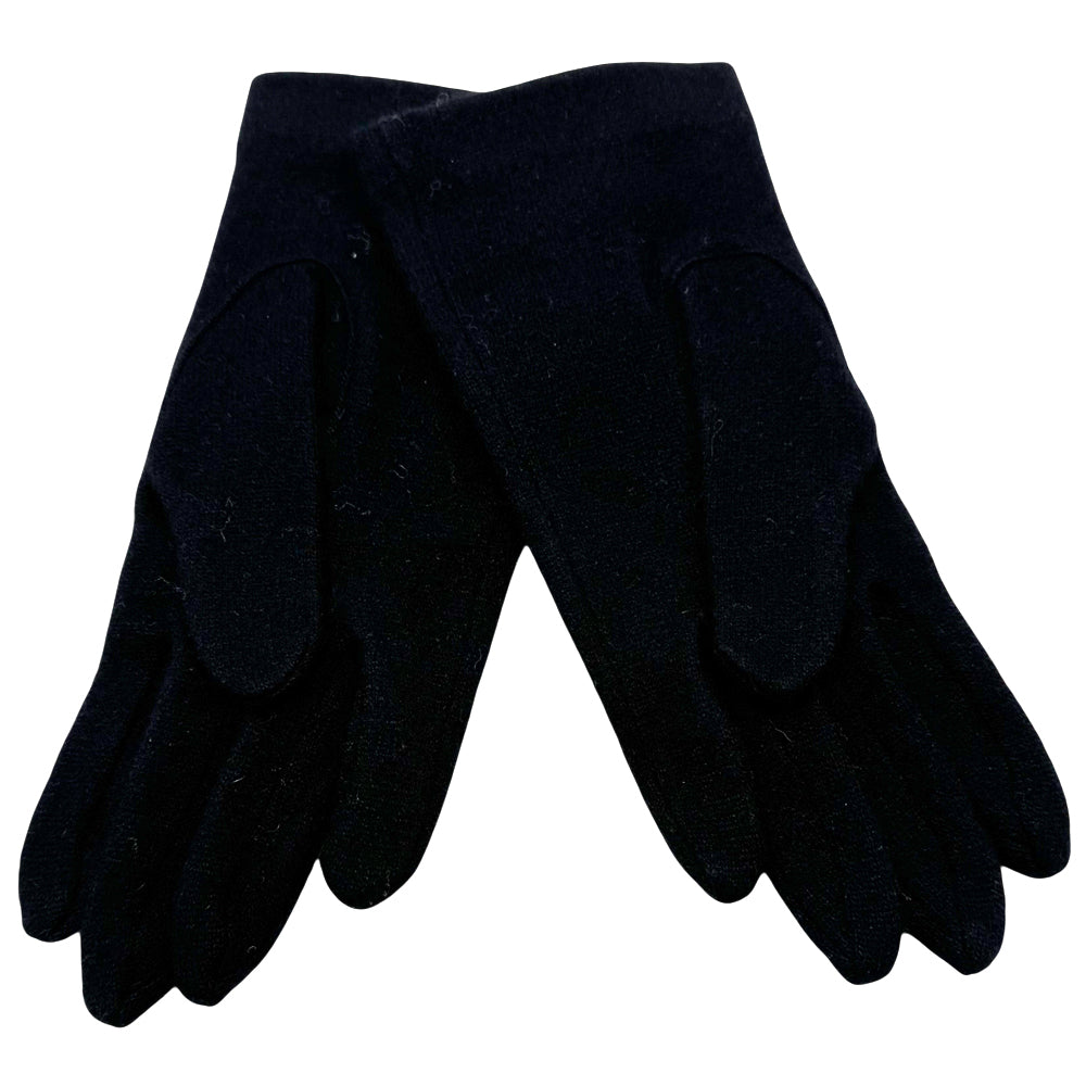 GIVENCHY Black Wool Ladies Gloves Size Medium LHQ1203
