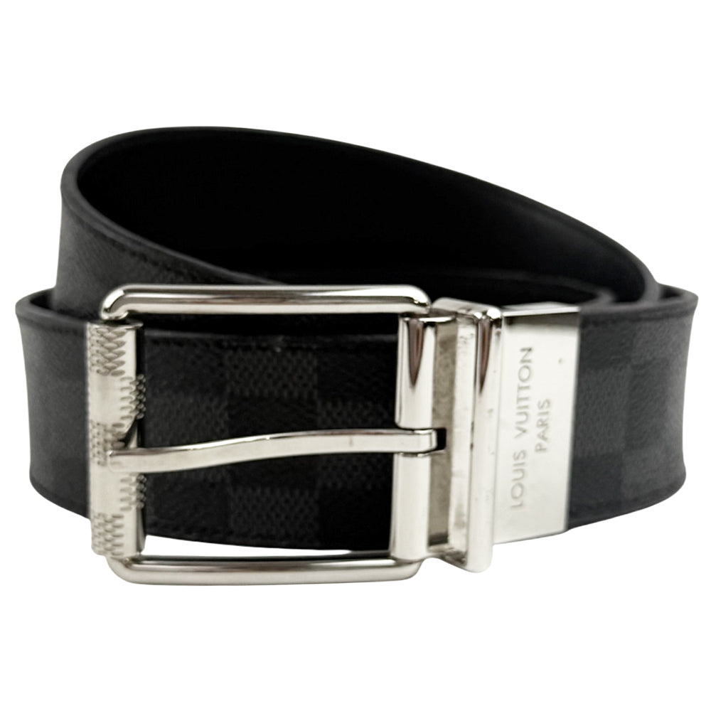 LOUIS VUITTON Damier Graphite Santur Reversible Mens Belt Size 95cm/38" LHQ1205