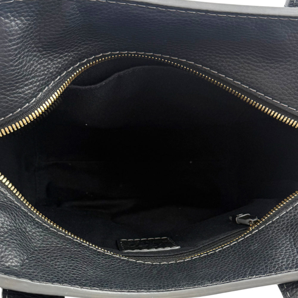 LOEWE Anagram Black Canvas & Leather Shoulder Tote Bag LHQ1207