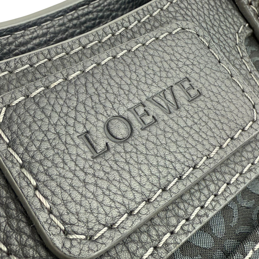 LOEWE Anagram Black Canvas & Leather Shoulder Tote Bag LHQ1207