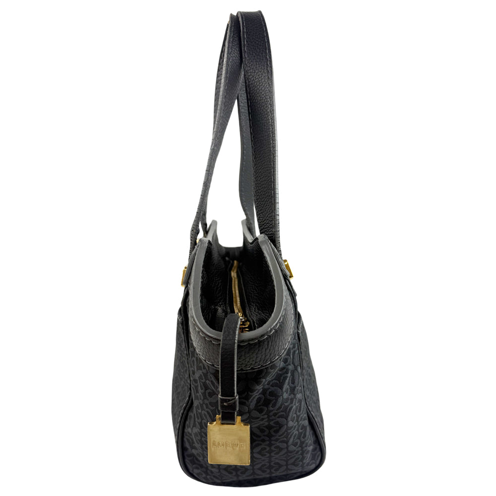 LOEWE Anagram Black Canvas & Leather Shoulder Tote Bag LHQ1207