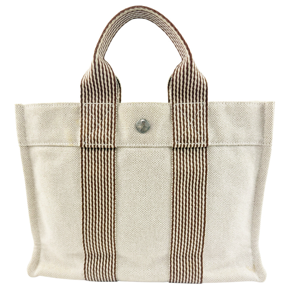 HERMES Fourre Tout Cream Canvas Tote Bag LHQ1208