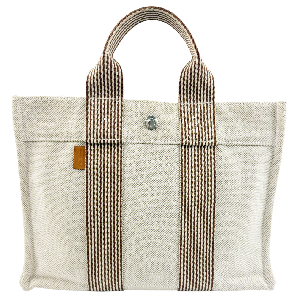 HERMES Fourre Tout Cream Canvas Tote Bag LHQ1208