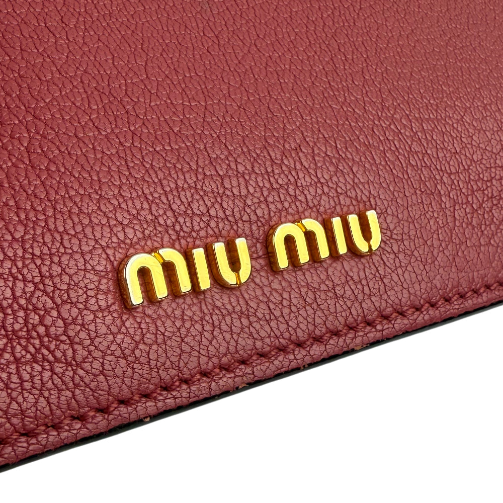 MIU MIU Madras Orange Pink Leather Shoulder Hand Bag LHQ1210