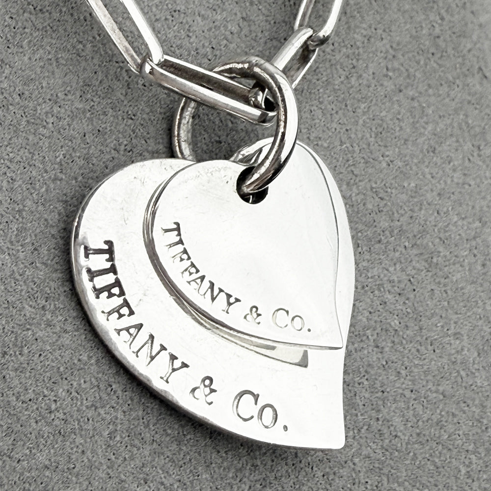 TIFFANY & Co. Double Silver Heart Necklace LHQ1219