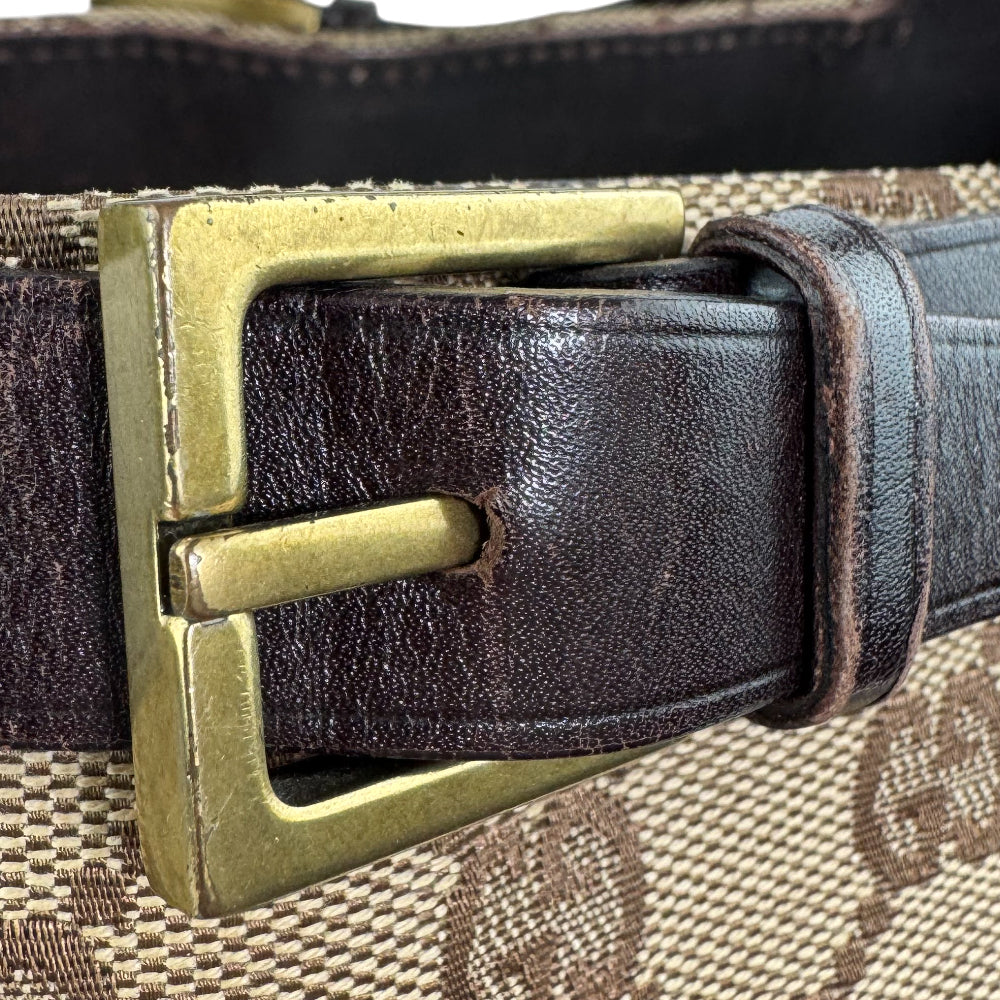 GUCCI Brown GG Canvas Belted Tote Bag LHQ1255