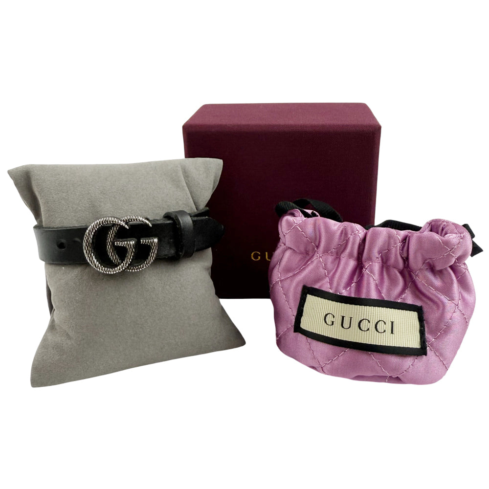 GUCCI Marmont Black Leather Bracelet LHQ1225