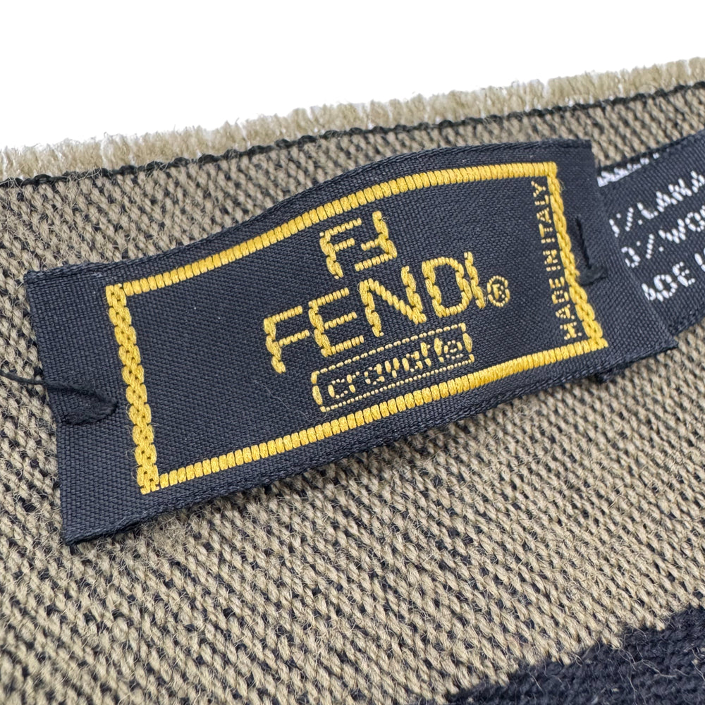 FENDI Zucca FF Brown Wool Scarf LHQ1231