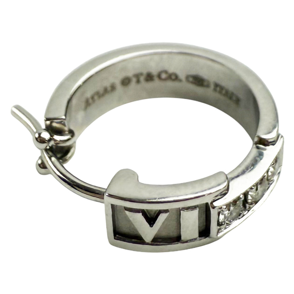 TIFFANY & CO Atlas White Gold & Diamond Single Mens Earring LHQ1234