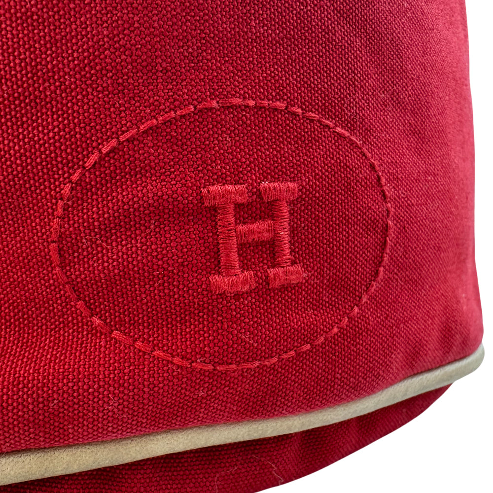 HERMES Polochon Mimil GM Red Canvas Shoulder Bag LHQ1238