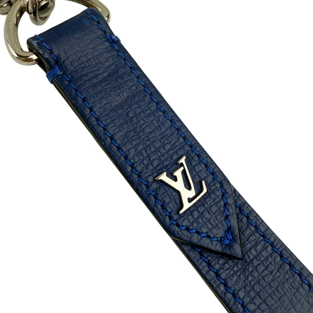 LOUIS VUITTON LV Blue Taiga Leather Keyring Bag Charm LHQ1240