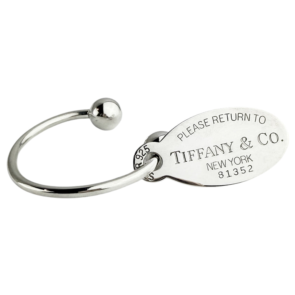 TIFFANY & Co. Large Silver Oval Keyring LHQ1243
