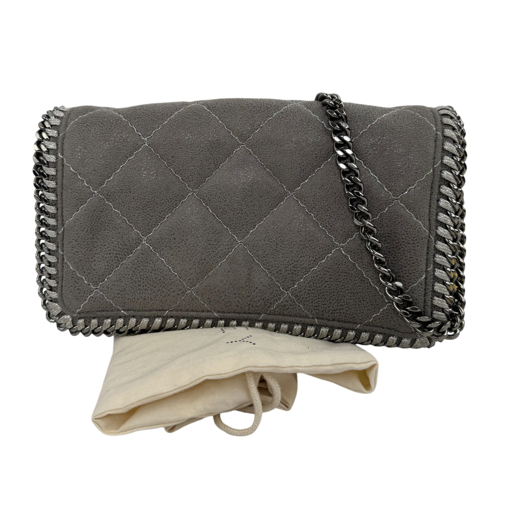 STELLA McCARTNEY Falabella Grey Quilted Leather Shoulder Bag LHQ1248