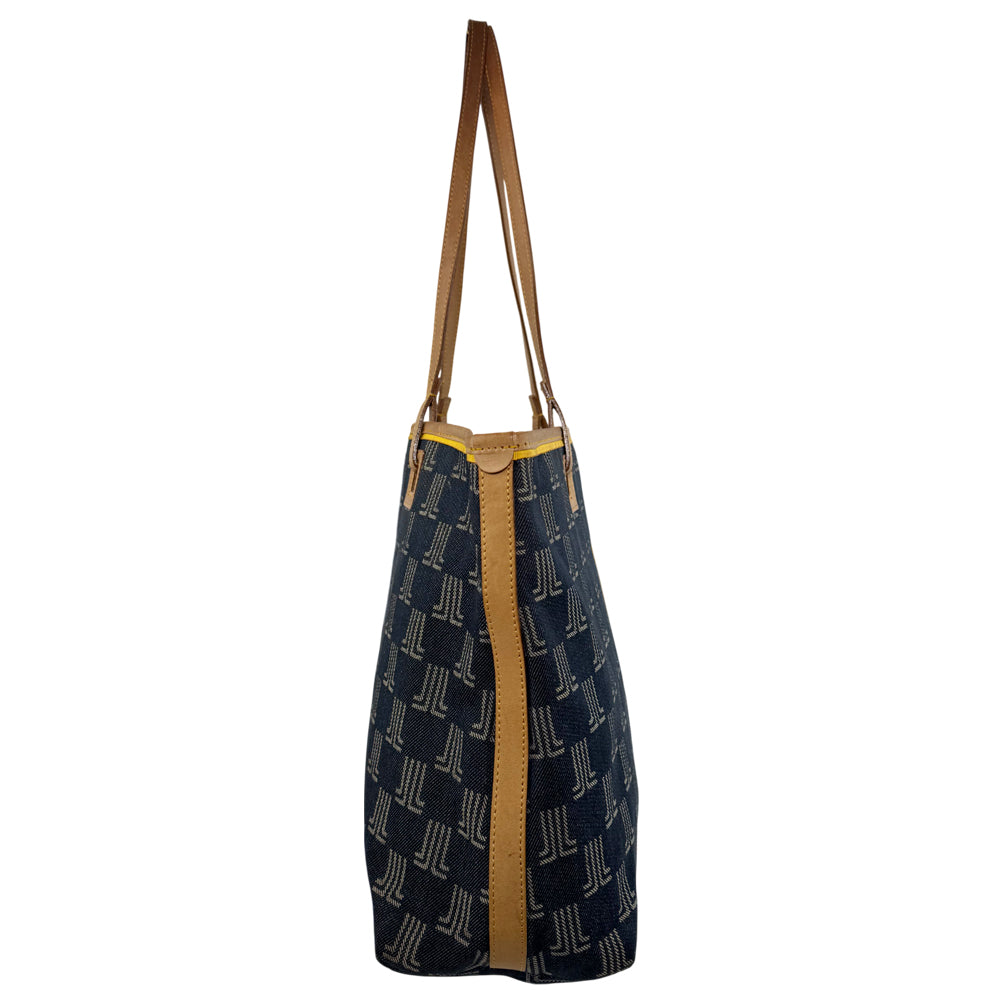 LANVIN Navy Canvas Tote Shoulder Bag LHQ1251