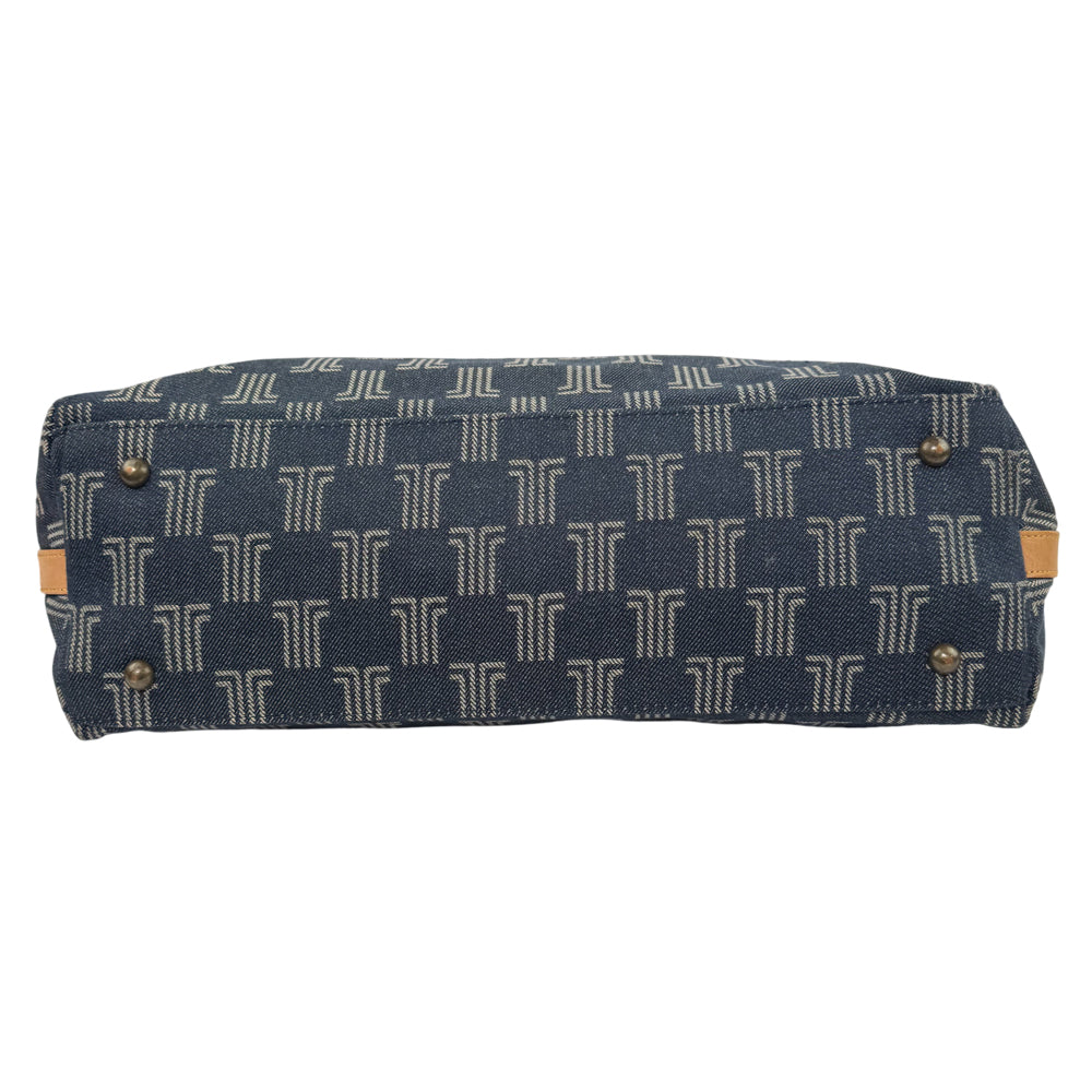 LANVIN Navy Canvas Tote Shoulder Bag LHQ1251