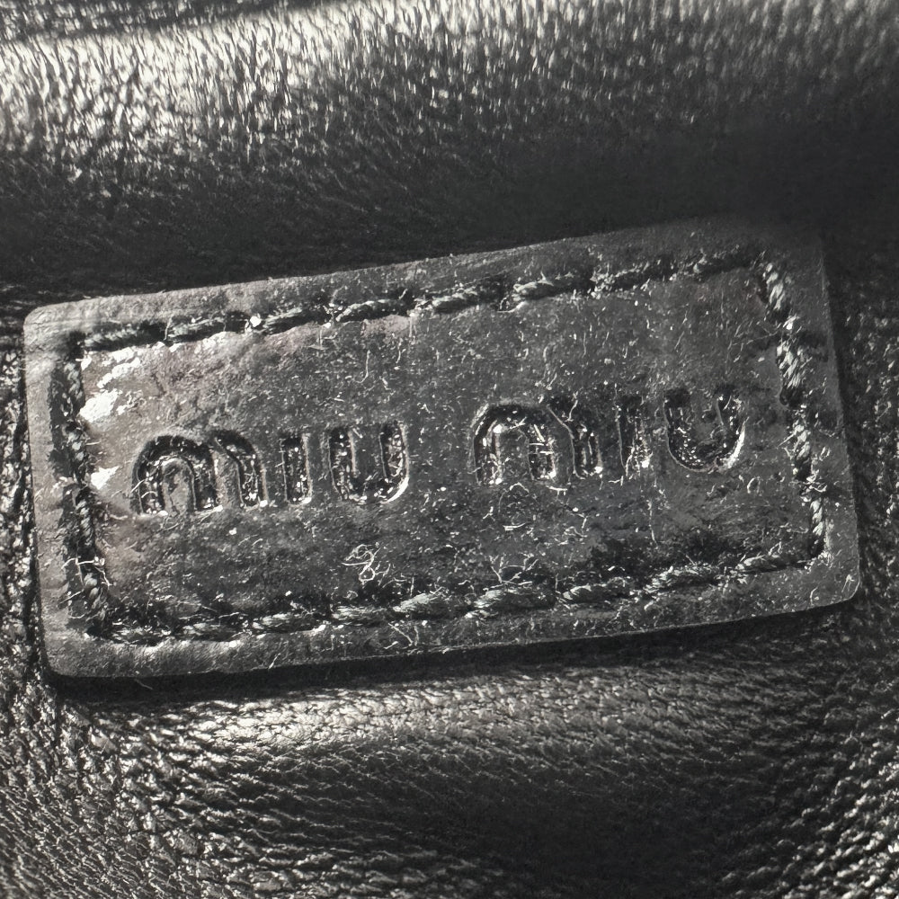 MIU MIU Black Patent Leather Bowtie Pouch Wristlet Clutch Bag LHQ1257