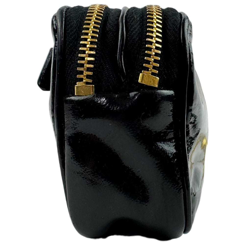 MIU MIU Black Patent Leather Bowtie Pouch Wristlet Clutch Bag LHQ1257