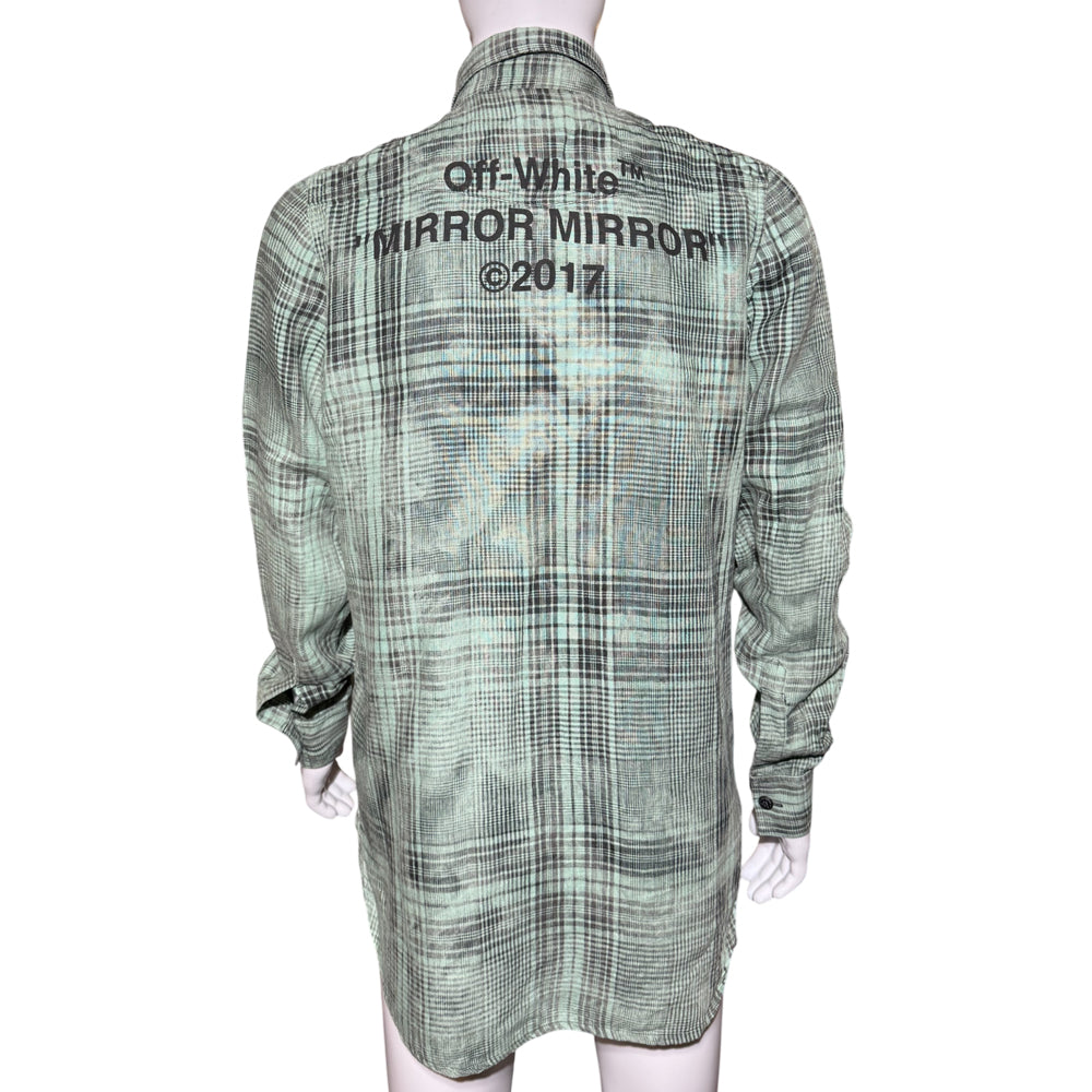 OFF WHITE Green Check Flannel Shirt Size S LHQ1265
