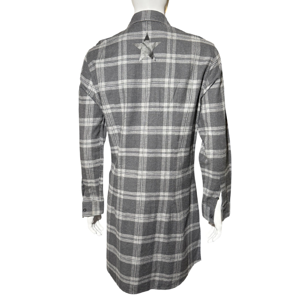 GIVENCHY Grey Long Sleeve Star Flannel Shirt Size 38 M LHQ1266
