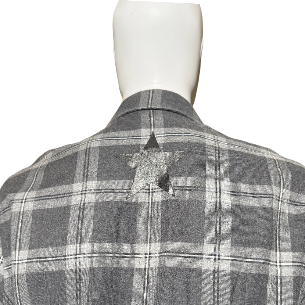 GIVENCHY Grey Long Sleeve Star Flannel Shirt Size 38 M LHQ1266